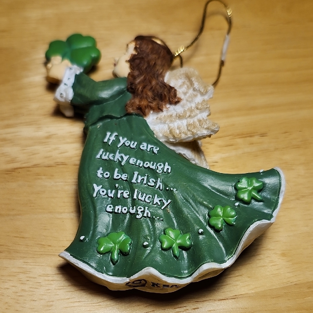 Irish Angel Ornament with Green Dress
